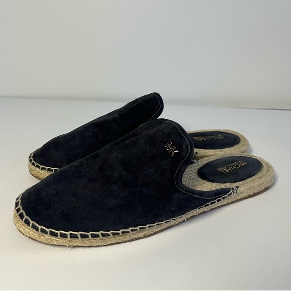 Michael Kors Hastings Espadrilles Slides Blue Suede Mules Flats MK Shoes Size 8 - Picture 7 of 9